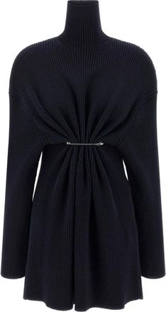 Balenciaga Pinched Knit Mini Jurk - Dames - Coltruien - Blauw - M - Katoen - Truien & Vesten