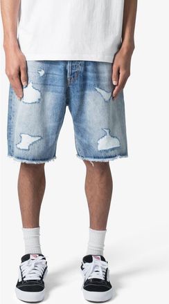 mnml Elongated Ripped Denim Shorts in Vintage Blue at Nordstrom, Size 30