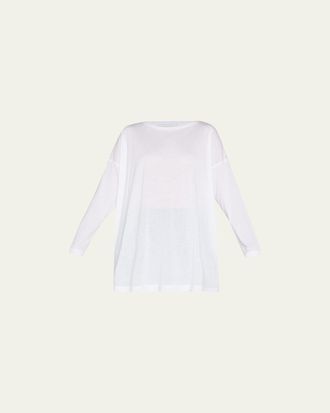 Eskandar Ultra-Light Cotton Long-Sleeve T-Shirt (One Size)