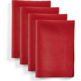 Solino Home Linen Dinner Napkins Set of 4, 20 x 20 Inch for Dining Table, Holiday and Everyday Table Decor - Diana in Cherry at Nordstrom, Size Large
