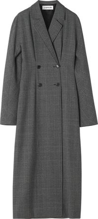 Lanvin Double-Breasted Prince Of Wales Wool Dress in Dark Grey Melange at Nordstrom, Size 40 Eu