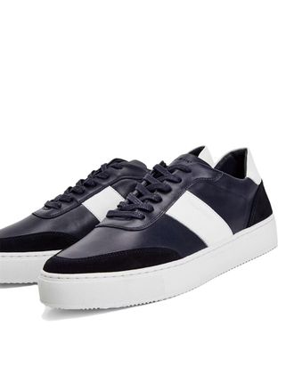 Tommy Hilfiger Mens Premium Cupsole Stripe Sneakers Blue Shoes >