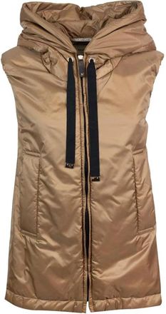Max Mara Bruine Polyester Jas - Dames - Bodywarmers - Bruin - S - Polyester - Jassen