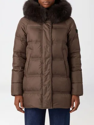 Peuterey Piumino corto in nylon trapuntato con cappuccio in shearling