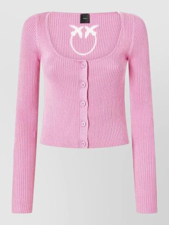 Pinko scoop neck cardigan embroidered detail