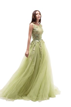Saiid Kobeisy Embroidered Gathered Tulle Dress