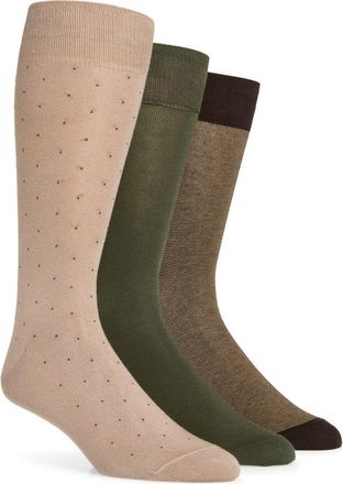 Lorenzo Uomo Assorted 3-Pack Cotton Blend Dress Socks in Taupe at Nordstrom Rack