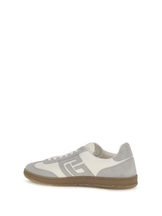 Balmain Mens Sneakers Swan Suede And Smooth Leather Light Grey-White Trainers Grey/white