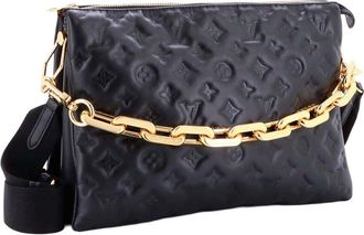 Louis Vuitton Black Monogram Embossed Lambskin Coussin Mm (Authentic Pre- Loved)