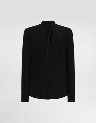 Dolce & Gabbana Cr&ecirc;pe De Chine Martini Shirt - Man Shirts Black 37