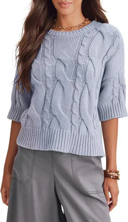 Splendid Rhiannon Cable Knit Sweater in Blue Mist at Nordstrom, Size X-Large