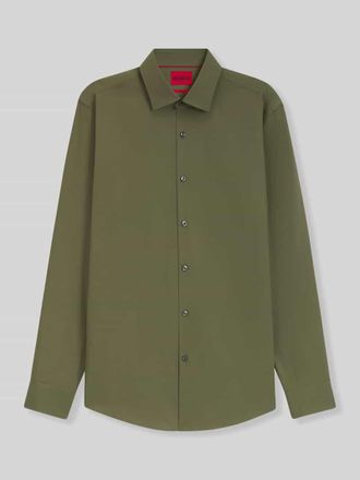 HUGO BOSS Slim Fit Businesshemd aus reiner Baumwolle Modell KENNO in Oliv, Gr&ouml;&szlig;e 38