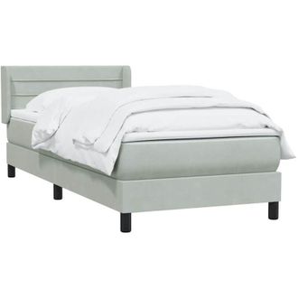 vidaXL Cama Box Spring Con Colch&oacute;n Terciopelo Gris Claro 80x220 Cm Vidaxl