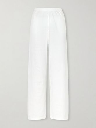 The Row Pantaloni A Gamba Larga In Jersey Di Cotone Kohana - Bianco