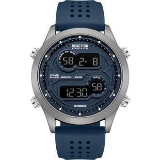 Kenneth Cole Reaction Silicone Strap Digital Watch, 47mm in Blue at Nordstrom Rack