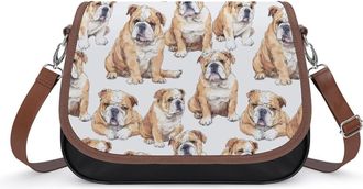 Generic English Bulldog Watercolor Fashion Womens Crossbody Bags Novelty Handbag Shoulder Bag Purse