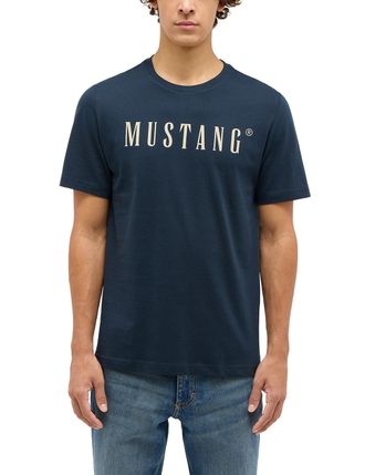 Mustang Kurzarmshirt MUSTANG Herren Style Austin, Herren, Gr. 4XL, blau (navy), Jersey, 100% Baumwolle, Rundhals, Shirts Kurzarmshirt