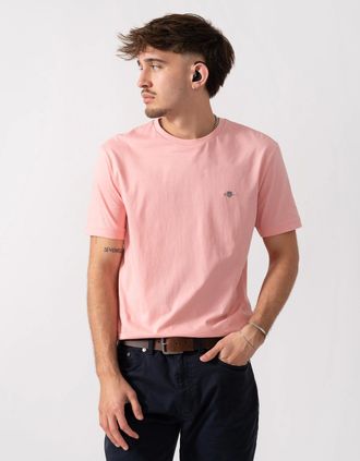 GANT Mens GANT Mens Regular Fit Short Sleeve Shield Logo T-Shirt - 671 Bubbelgum Pink - Size: 44