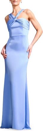 Dress The Population Rosalia Sleeveless Satin Gown in Sky at Nordstrom, Size Xx-Large