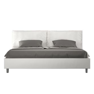 ITYhome Letto Matrimoniale King Size Rivestito In Similpelle Con Cuscini Xl - Antea Large - Tipologia Letto: Senza Rete - Colore: Bianco - Dimensione Rete: 20