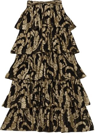By Ti Mo Gouden Ruffle Maxi Rok - Dames - Maxi Rokken - Veelkleurig - M - Rokken