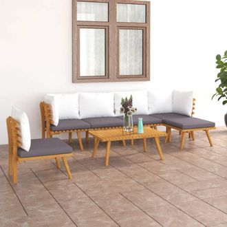 vidaXL Vidaxl - Muebles De Jard&iacute;n 7 Piezas Con Cojines Madera Maciza De Acacia