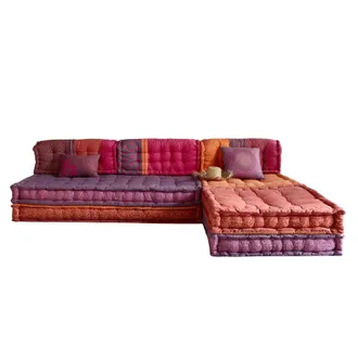 Maisons du monde Sof&aacute; cheslong modular de 6 plazas de algod&oacute;n multicolor