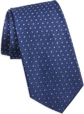 Ralph Lauren Purple Label Jermyn St. Jacqards Geometric Pattern Silk Tie in Navy at Nordstrom