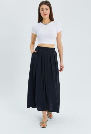 Mixray Hoge Taille Lange Rok met Zakken