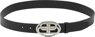 Balenciaga Oval BB Riem 35Mm - Heren - Riemen - Zwart - 95 CM - Leer - Accessoires