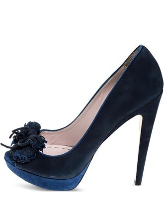 Miu Miu 2023 135 mm pumps met plateauzool en kwastje - Blauw