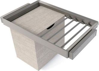 Emuca Emuca - Kit De Pantalonero De 7 Varillas, Cesto Y Bastidor Regulable Quartz Para Armarios, Gu&iacute;as De Cierre Suave Y Extracci&oacute;n Total, M&oacute;dulo 80cm, Acab