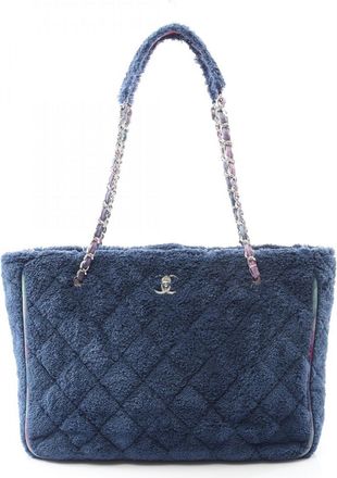 Chanel Blue Multi-Color Fabric Shopping Bag Tote Bag (Pre-Owned)