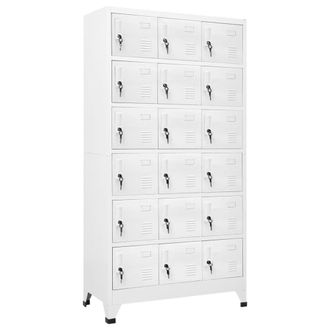 Berkfield Home Locker Cabinet with 18 Compartments Metal 90x40x180 cm in Grey | Size: 90 x 40 x 180 cm