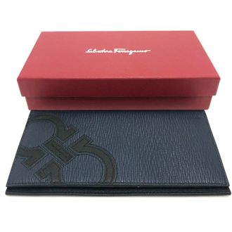 Ferragamo Gancini Navy Leather Long Wallet (Bi-Fold) (Pre-Owned)