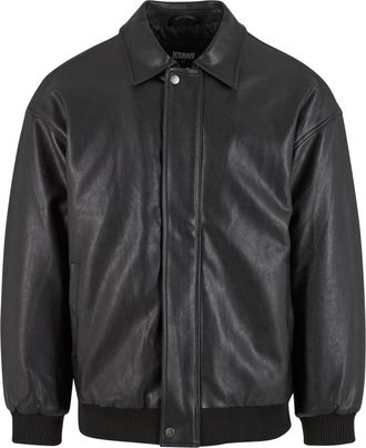 Urban Classics Heren Synthetisch Leren Blouson Jas (Zwart)