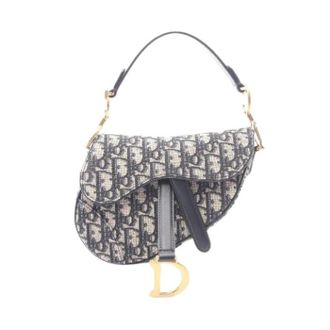 Dior Pre-owned Saddle Bag Mini Oblique Jacquard Handbag - Dames - Pre-owned - Beige - Maat: ONE Size Leer