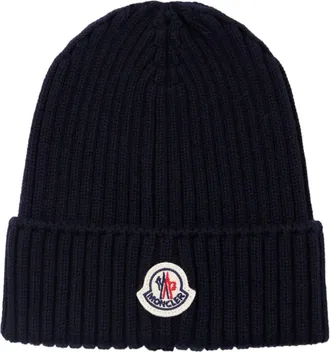 Moncler Berretto in lana con patch intrecciata - - Accessories - unisex - Nero - ONE SIZE