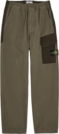 Stone Island Panelled Straight-leg Canvas Cargo Trousers - Green Dark - 36 (W36 / XL)