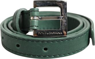 Dolce & Gabbana Womens Leather Belt Green - Dark Green - One Size