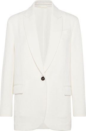 Brunello Cucinelli herringbone single-breasted blazer - women - Wool/Cotton - 48 - White