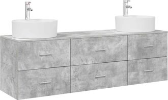 vidaXL Juego De Muebles De Ba&ntilde;o 3 Uds. Gris Hormig&oacute;n Vidaxl