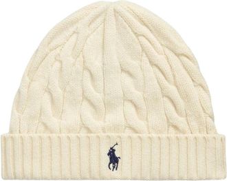 Polo Ralph Lauren Cable-Knit Wol-Kasjmier Muts - Heren - Hoeden - Beige - ONE Size - Wol - Accessoires