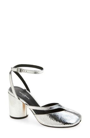 Maison Margiela Tabi Metallic Ankle Strap Pump in Metallic Silver at Nordstrom, Size 10.5Us