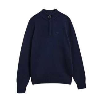 Barbour Newtown Half Zip Gebreide Trui - Heren - Truien - Blauw - Maat: M Wol