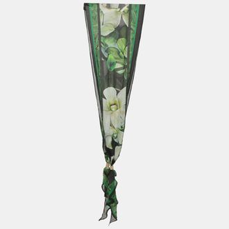 Roberto Cavalli Multicolor Floral Print Chiffon Scarf
