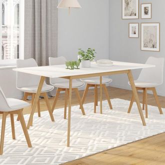 IDMarket Inga Mesa Extensible Escandinava 4-8 Personas Blanca 120-160 Cm