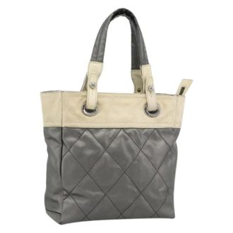 Chanel Pre-owned Vintage Tote Bag - Dames - Pre-owned - Grijs - Maat: ONE Size Leer