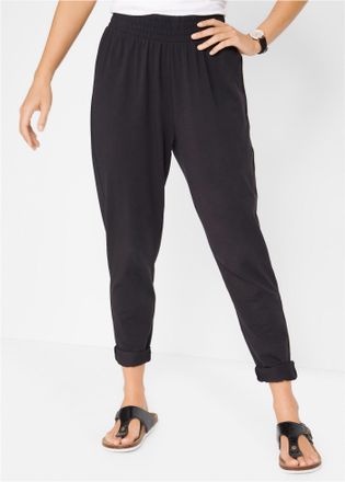 Bonprix Haremshose BONPRIX, Damen, Gr. 52/54 (XXL), N-Gr, schwarz, Jersey, Obermaterial: 95% Baumwolle, 5% Elasthan, unifarben, loose fit lang, Hosen Haremsho