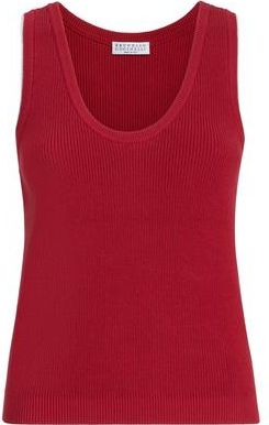 Brunello Cucinelli Cotton ribbed knit top in Ruby at Nordstrom, Size Xx-Large Eu